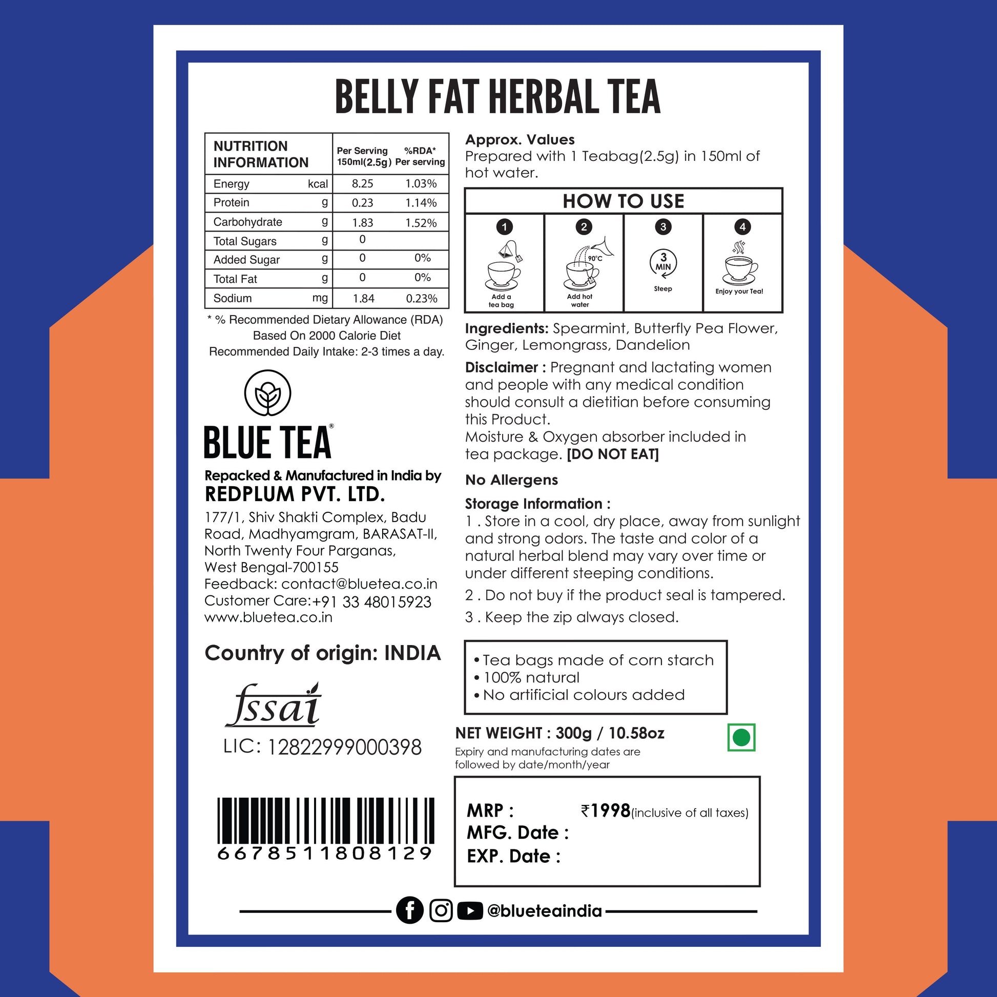 Belly Fat Monthly Pack - 120 Pyramid Tea Bags