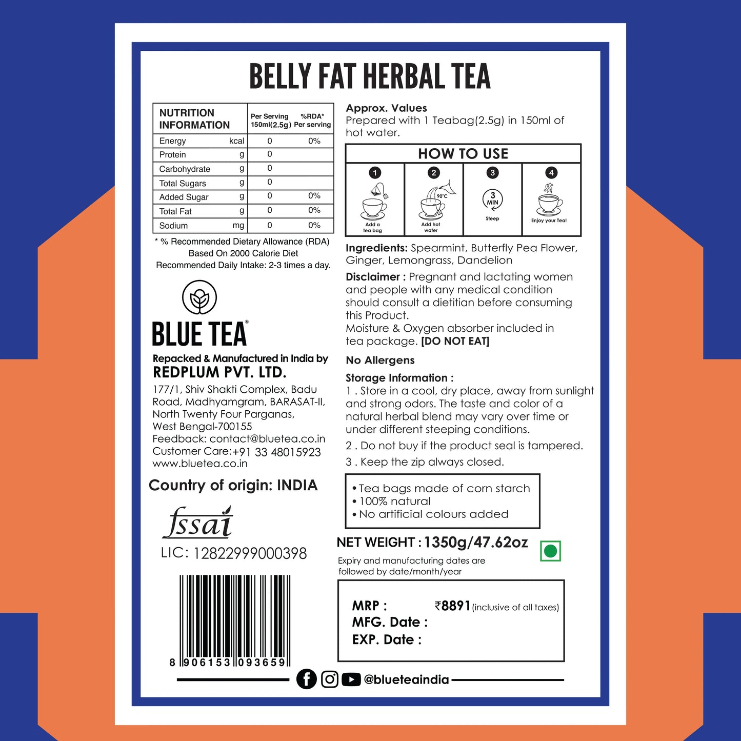 Belly Fat Herbal Tea - 30 Tea Bags | Pack Of 18 30 Tea Bags