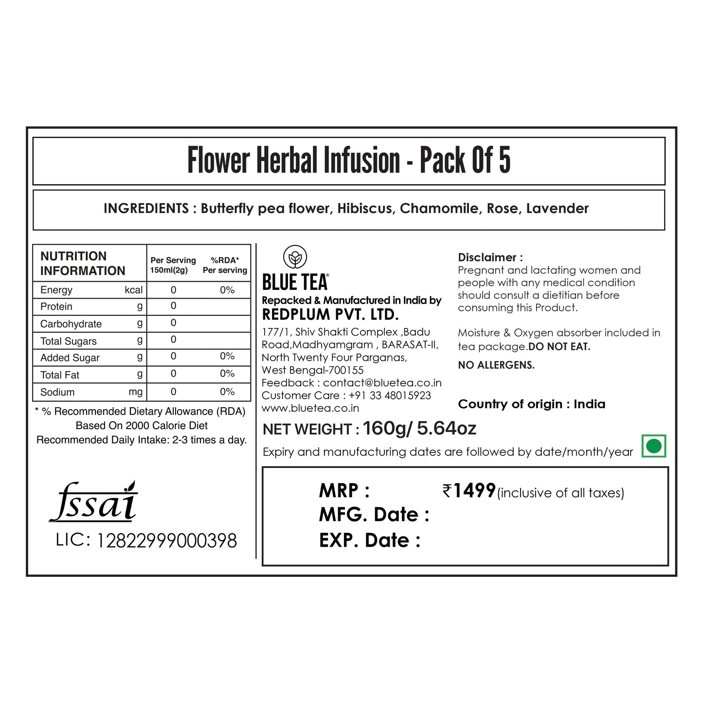 Flower Herbal Tea  - Pack Of 5 Pack of 5