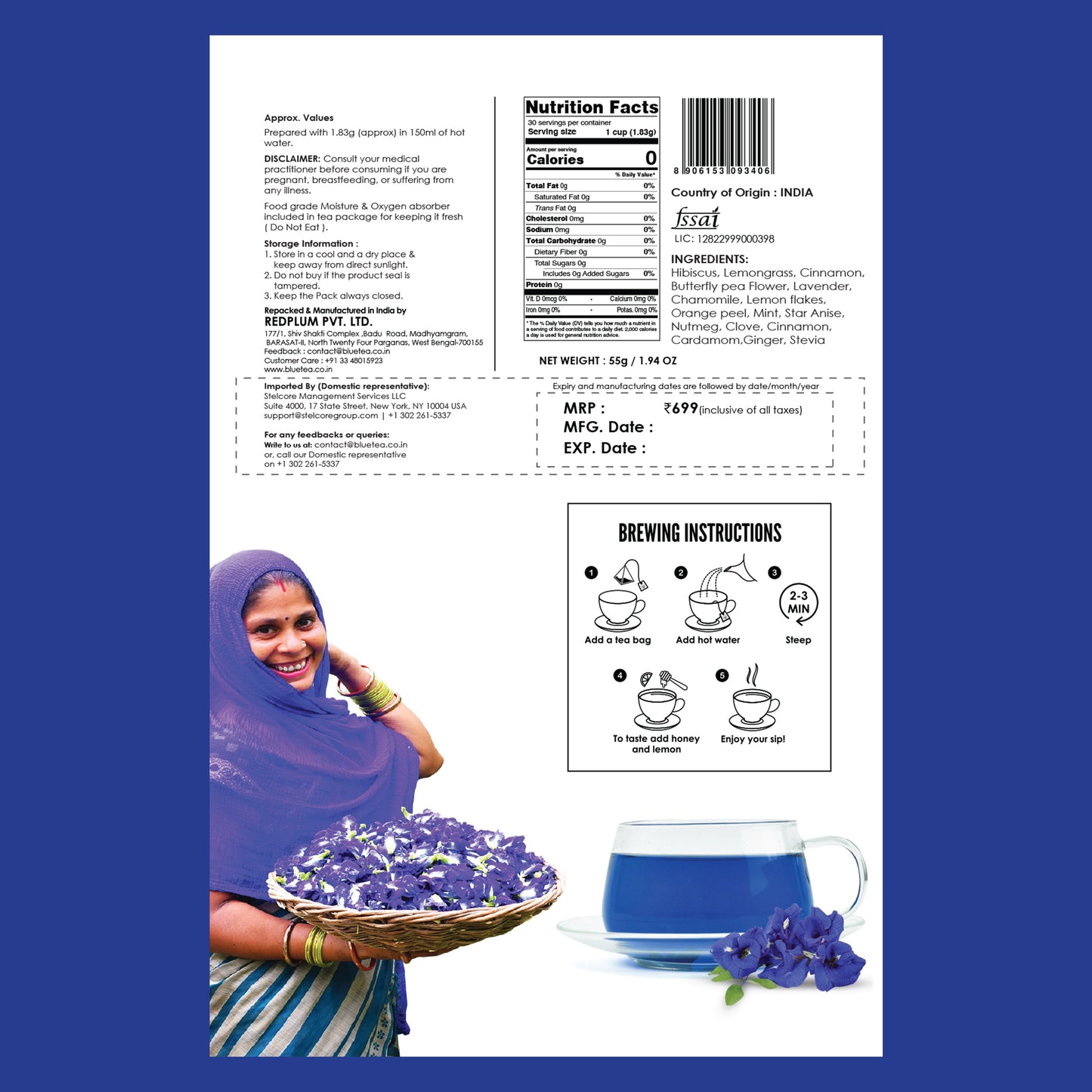 Butterfly Pea Herbal Tea  Sampler Packs - 6 Flavors