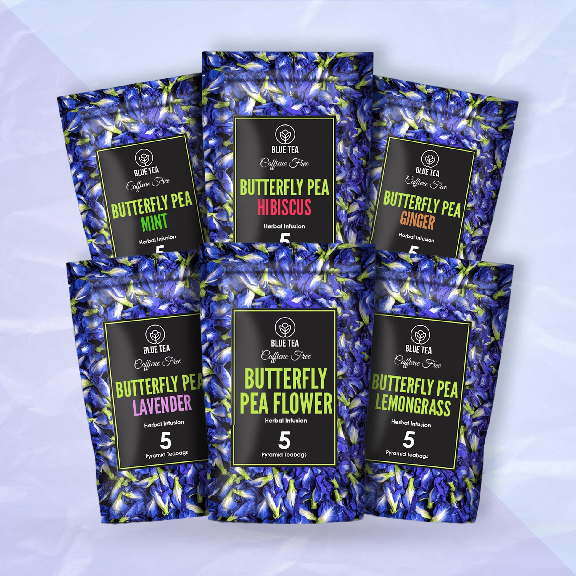 Butterfly Pea Herbal Tea  Sampler Packs - 6 Flavors