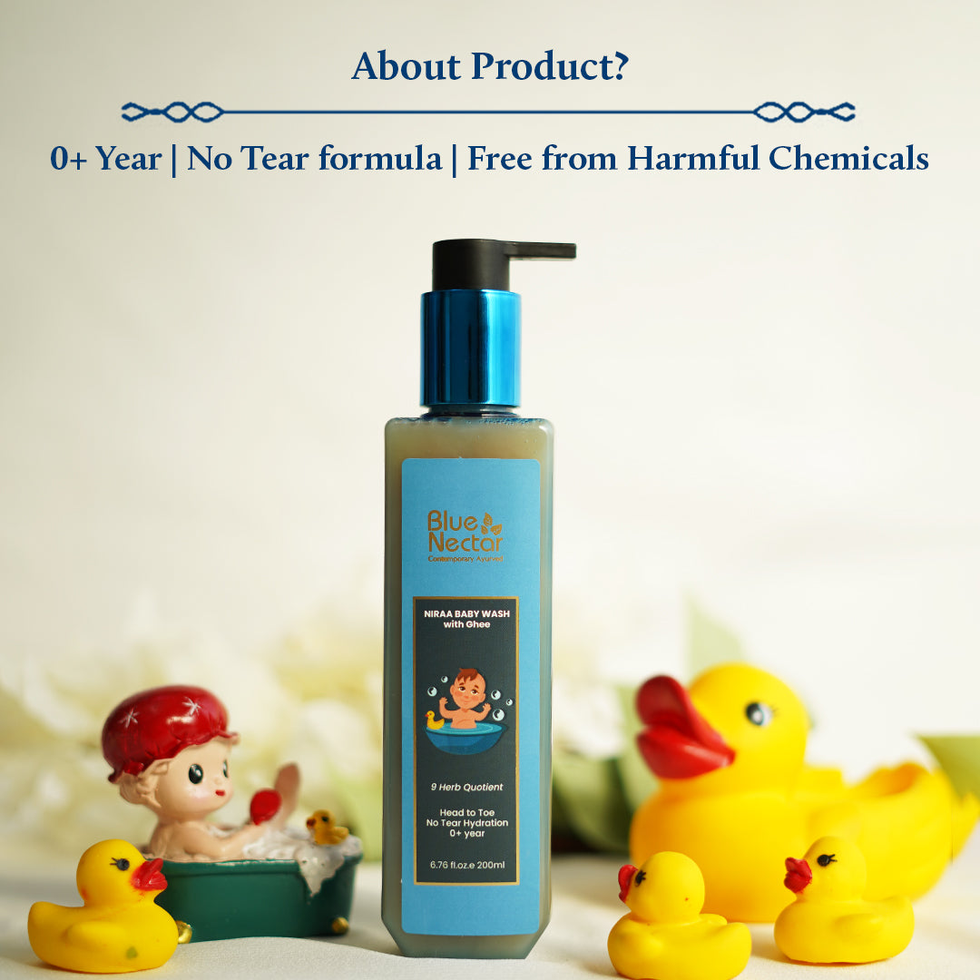 Niraa Baby Body Wash with Natural Ghee | No Tear Hydration (9 herbs, 200ml) 200ml