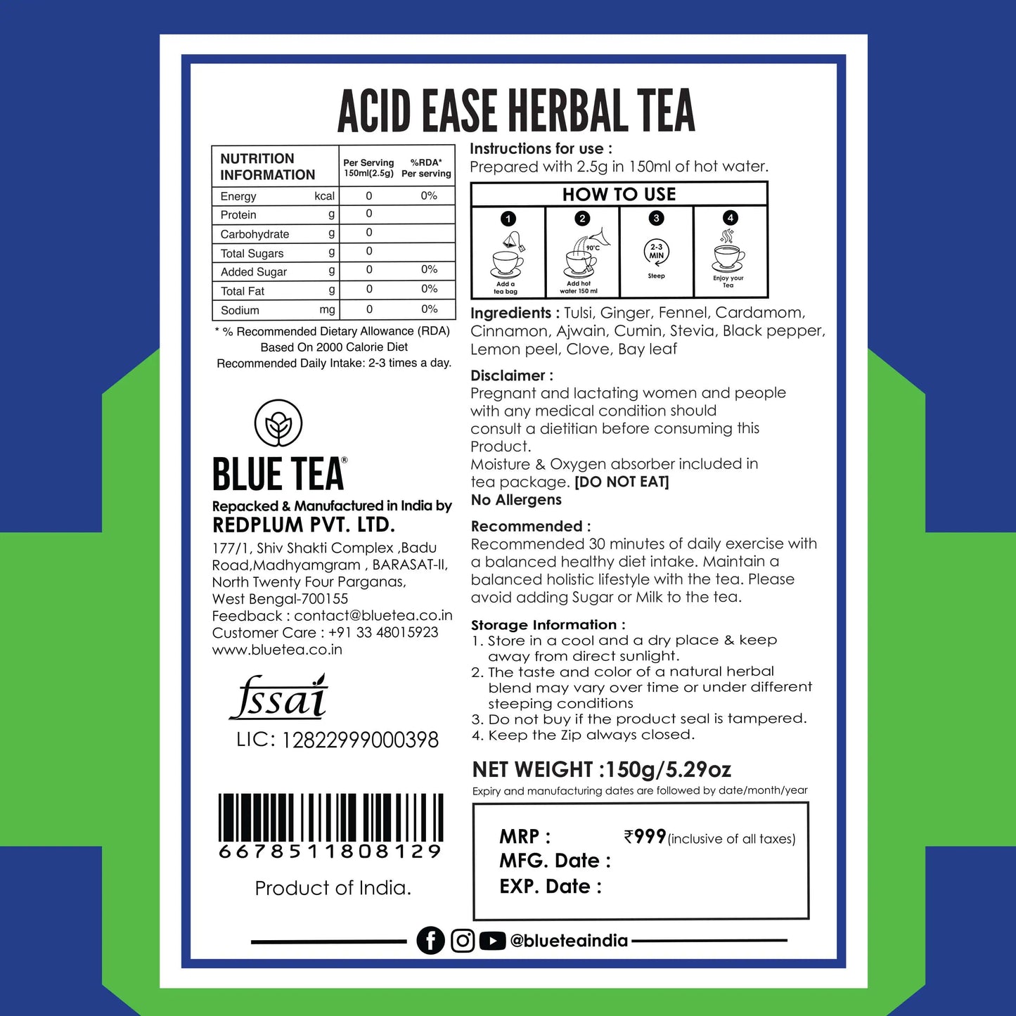 Acid Ease Herbal Tea - 60 Tea Bags 60 Tea Bags