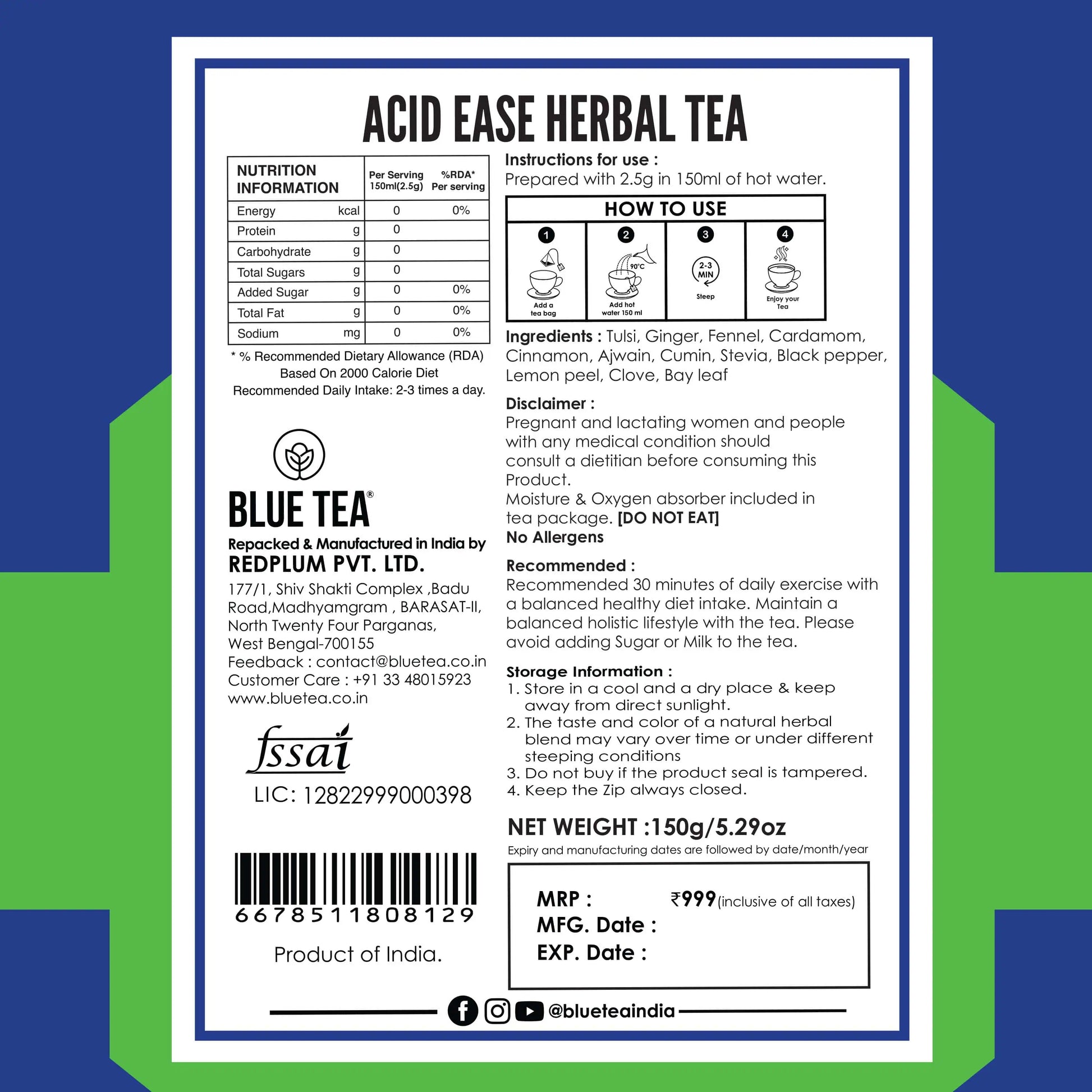 Acid Ease Herbal Tea - 60 Tea Bags 60 Tea Bags