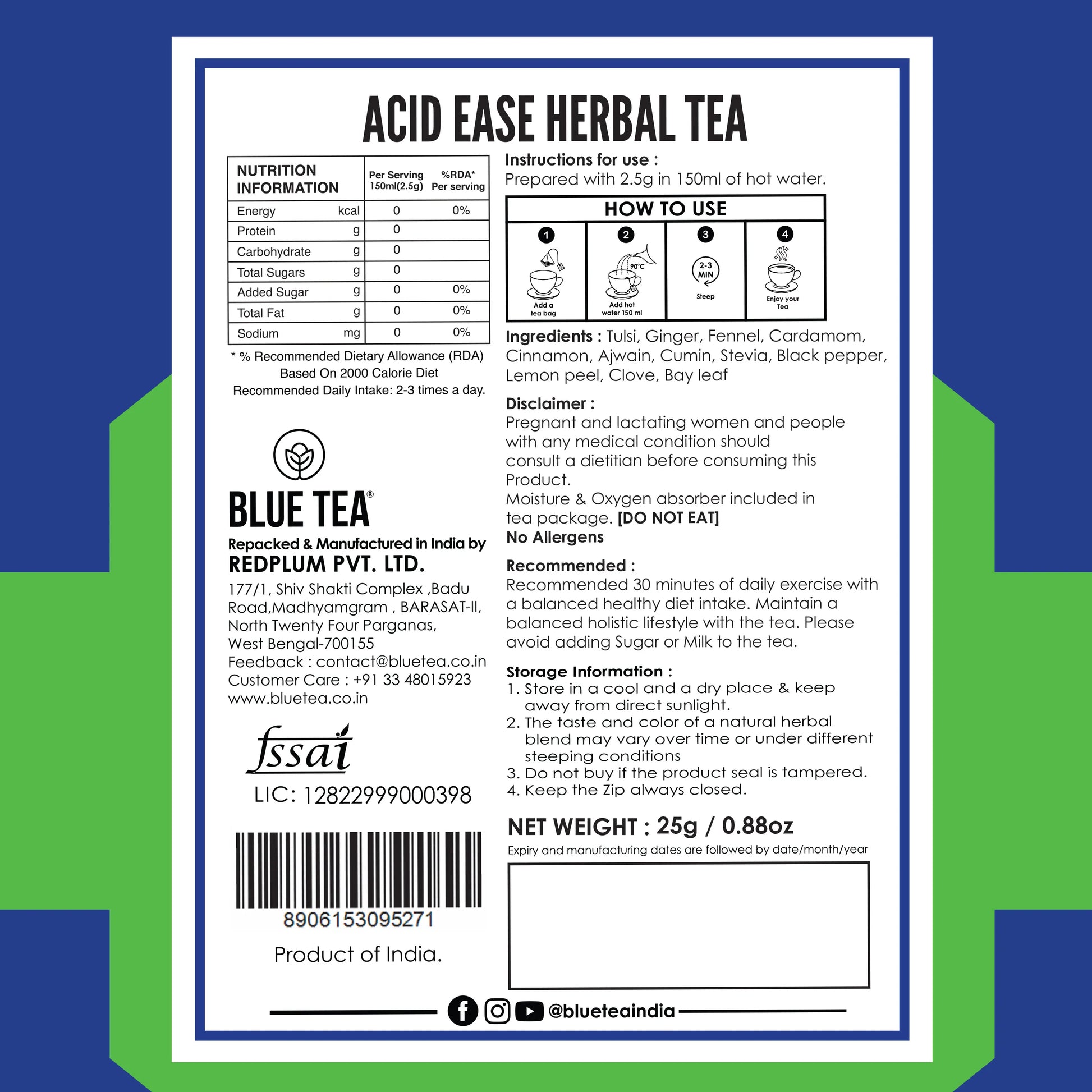 Acid Ease Herbal Tea- 10 Tea Bags 10 Tea Bags