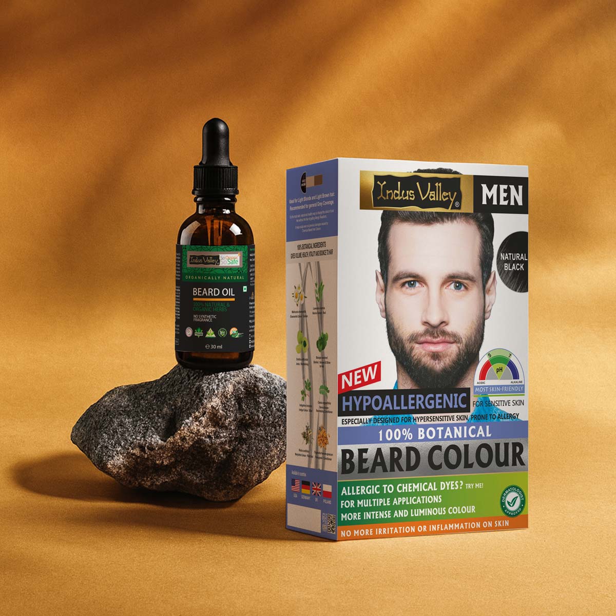 Hypo Allergic Beard Colour With Beard Oil Dark Brown / Pack of 1