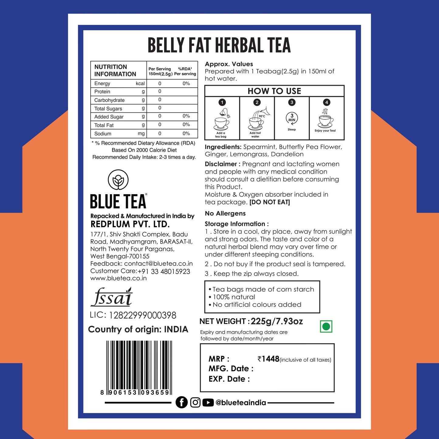 Belly Fat Herbal Tea - 90 Tea Bags 90 Tea Bags