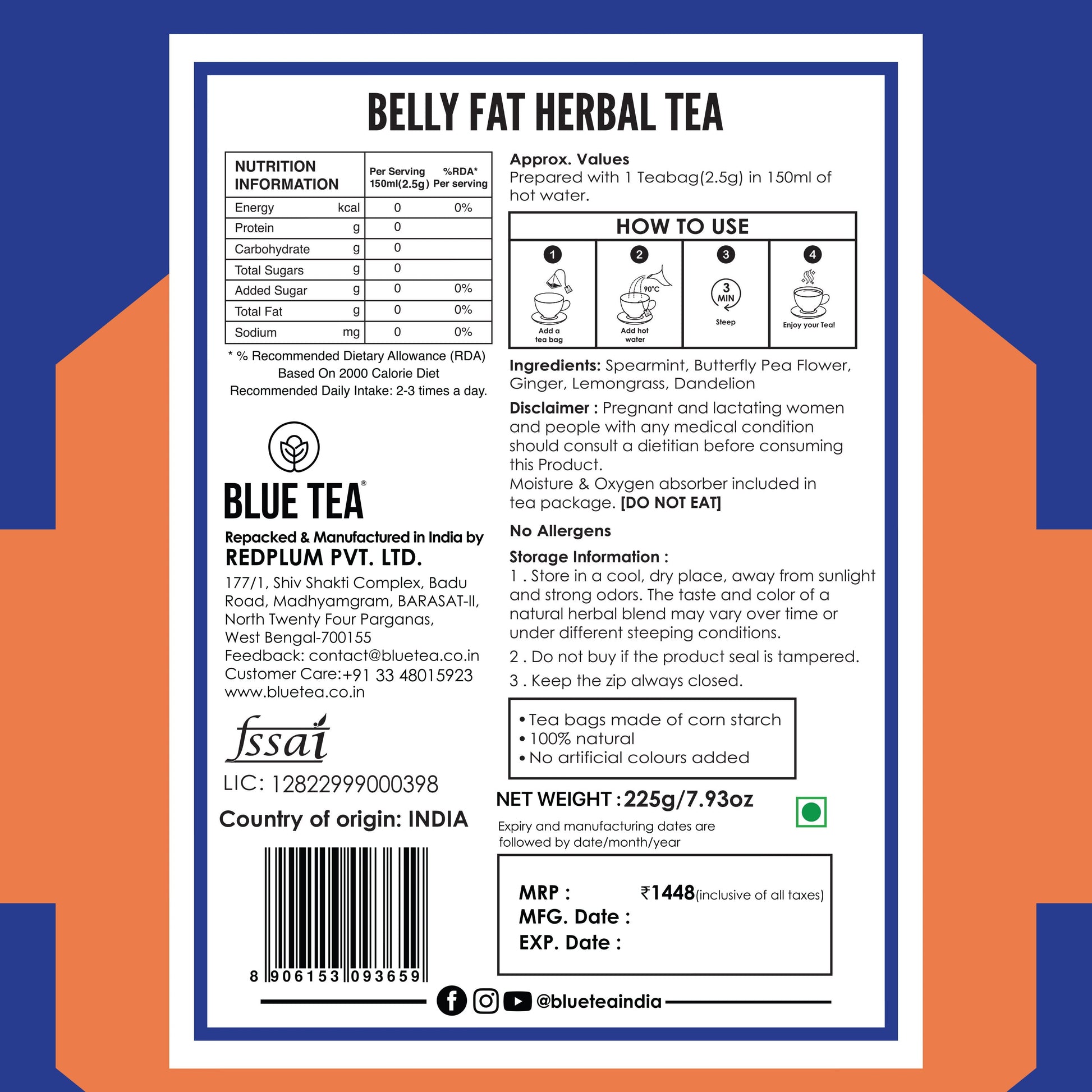 Belly Fat Herbal Tea - 90 Tea Bags 90 Tea Bags