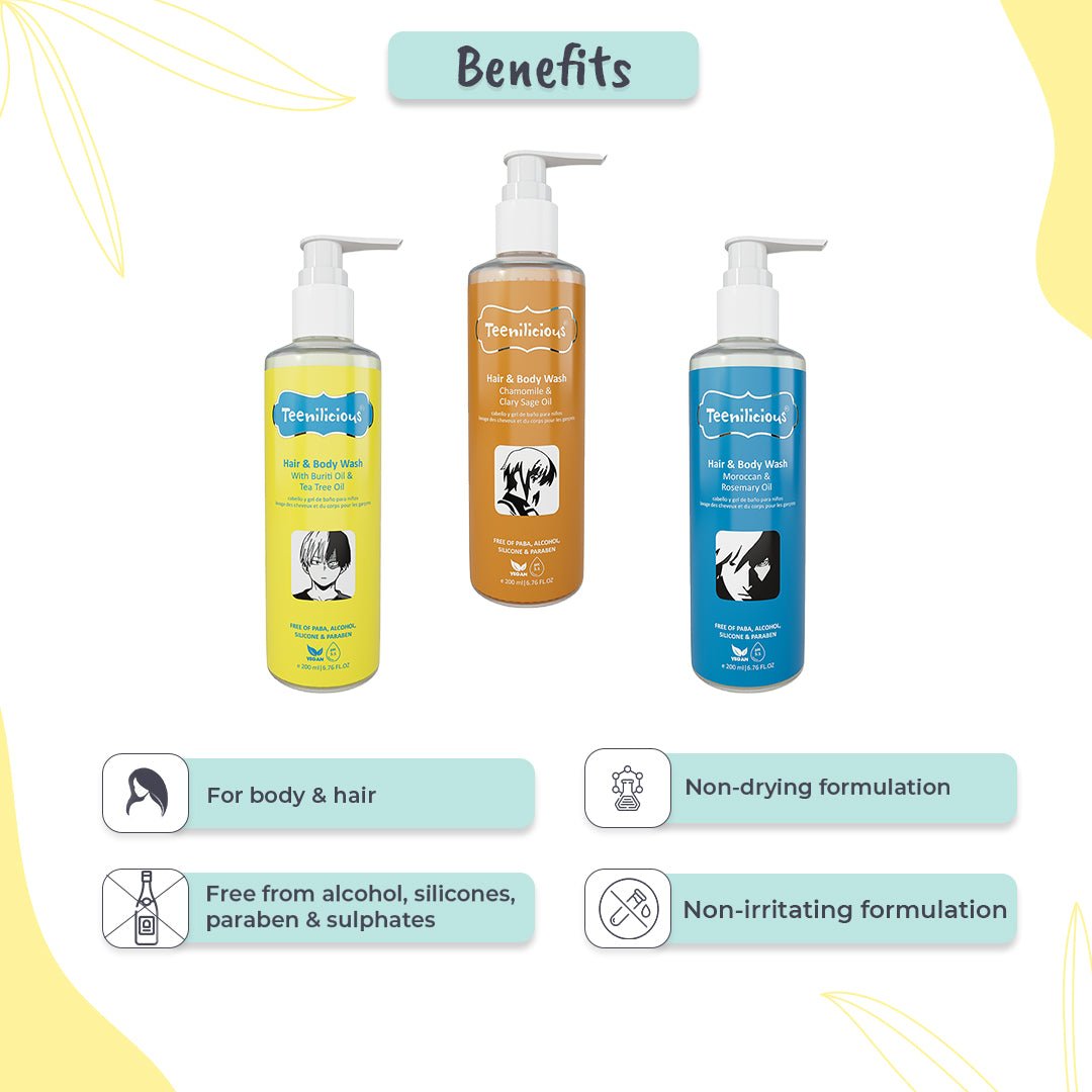 Teenilicious Hair And Body Wash Kit 600ml - All In One Hair & Body Wash Combo 600ml