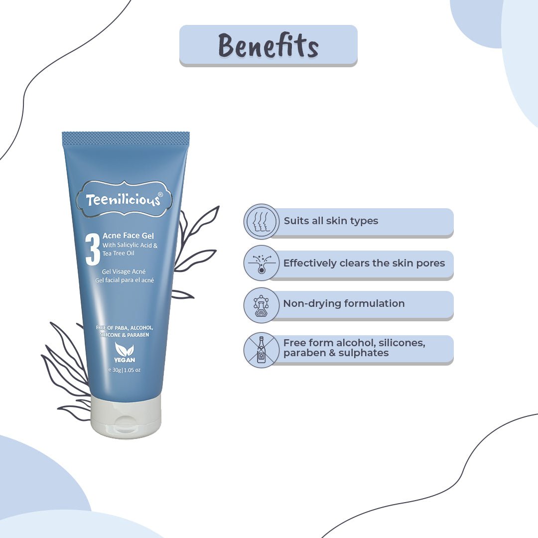 Teenilicious Acne Face Gel With Salicylic Acid - Gel For Blackhead & Whitehead