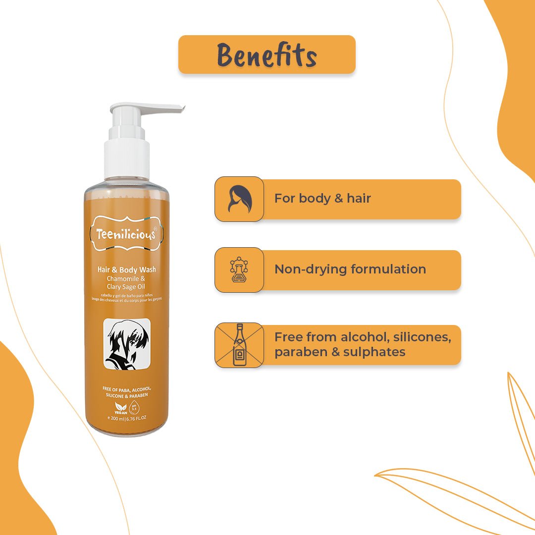 Teenilicious Hair & Body Wash For Men & Women With Chamomile & Clary Sage Oil