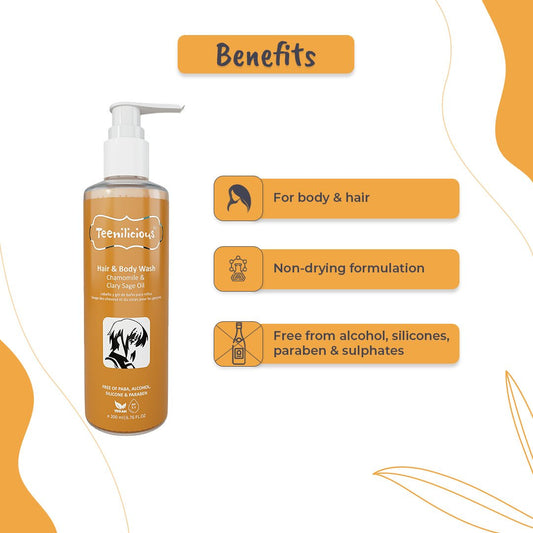 Teenilicious Hair & Body Wash For Men & Women With Chamomile & Clary Sage Oil