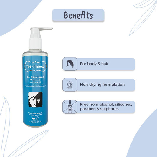 Teenilicious Hair & Body Wash For Men & Women With Moroccan & Rosemary Oil