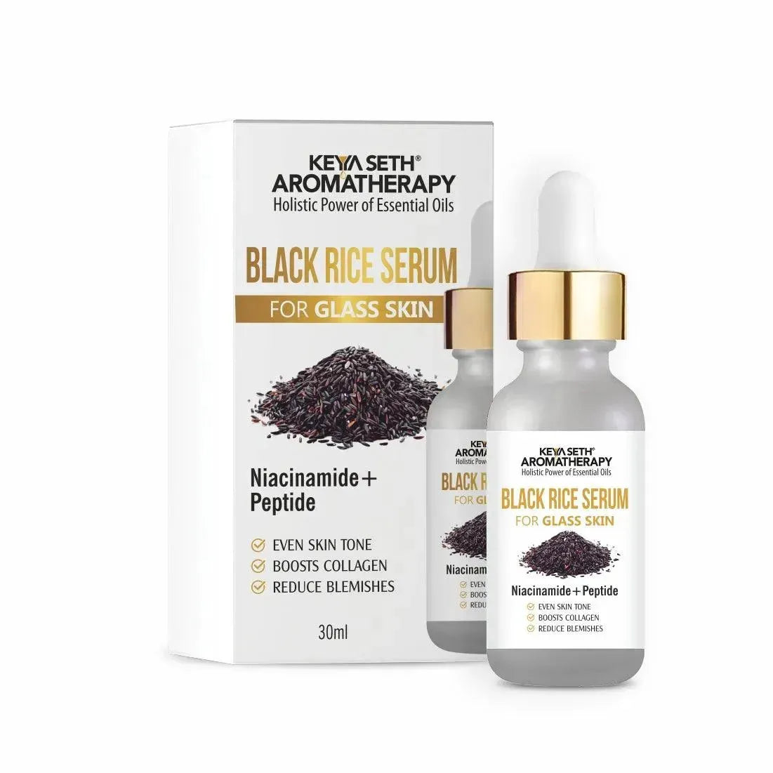 Black Rice Serum for Clear Glass Skin with Black Rice, Niacinamide & Peptide Reduces Blemishes, Boost Collagen & Even Complexion for Men/Women 30ml 30ml