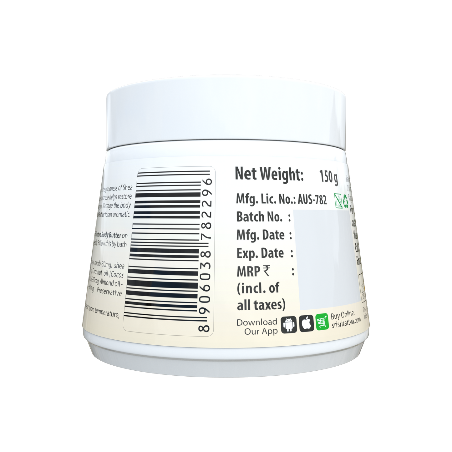 Body Butter - Enriched with Goodness of Shea Butter & Almond Oil, 150 g 150g