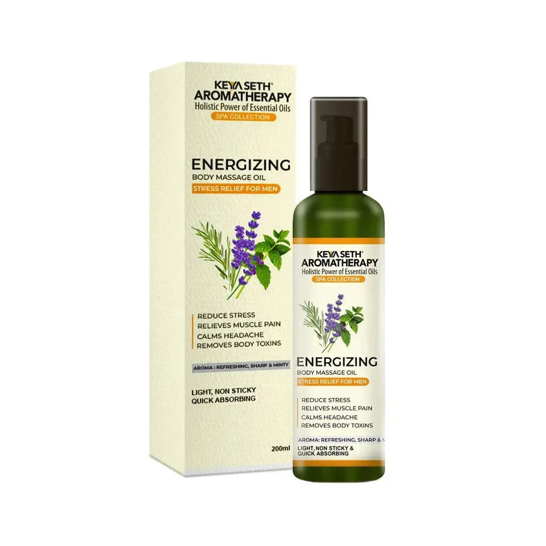 Energizing Body Massage Oil for Men, Reduce Stress, Relieves Muscle Pain, Calms Headaches & Removes Body Toxins 200ml