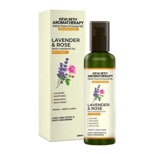 Lavender & Rose Body Massage Oil, for Women Calming, Soothing, Romantic,Skin Tonic with Sweet & Deep Aroma 200ml