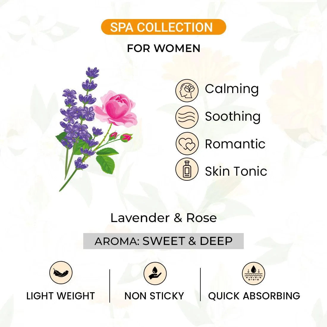 Lavender & Rose Body Massage Oil, for Women Calming, Soothing, Romantic,Skin Tonic with Sweet & Deep Aroma 200ml