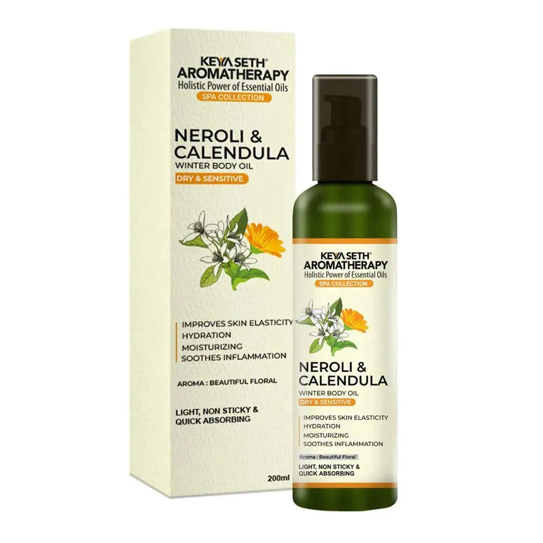 Neroli & Calendula Winter Body Oil for Dry & Sensitive Skin, Hydrating, Moisturizing, Soothes Inflammation, Improves Skin Elasticity Light, Non-Sticky 200ml
