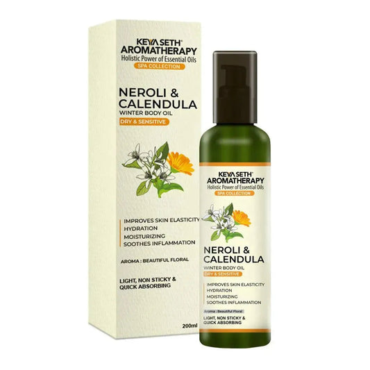 Neroli & Calendula Winter Body Oil for Dry & Sensitive Skin, Hydrating, Moisturizing, Soothes Inflammation, Improves Skin Elasticity Light, Non-Sticky 200ml