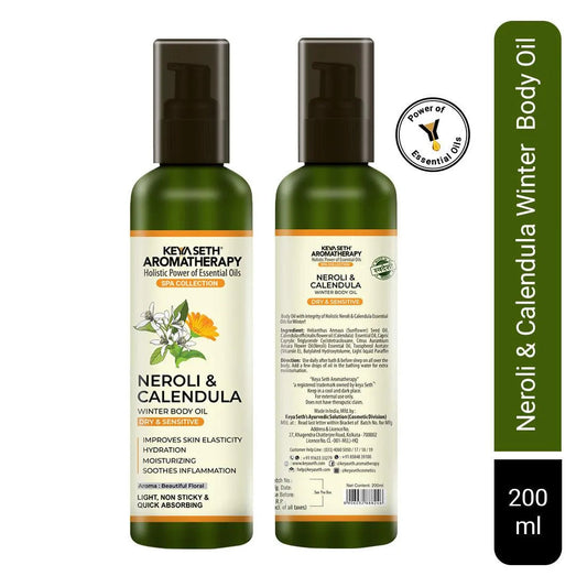 Neroli & Calendula Winter Body Oil for Dry & Sensitive Skin, Hydrating, Moisturizing, Soothes Inflammation, Improves Skin Elasticity Light, Non-Sticky 200ml
