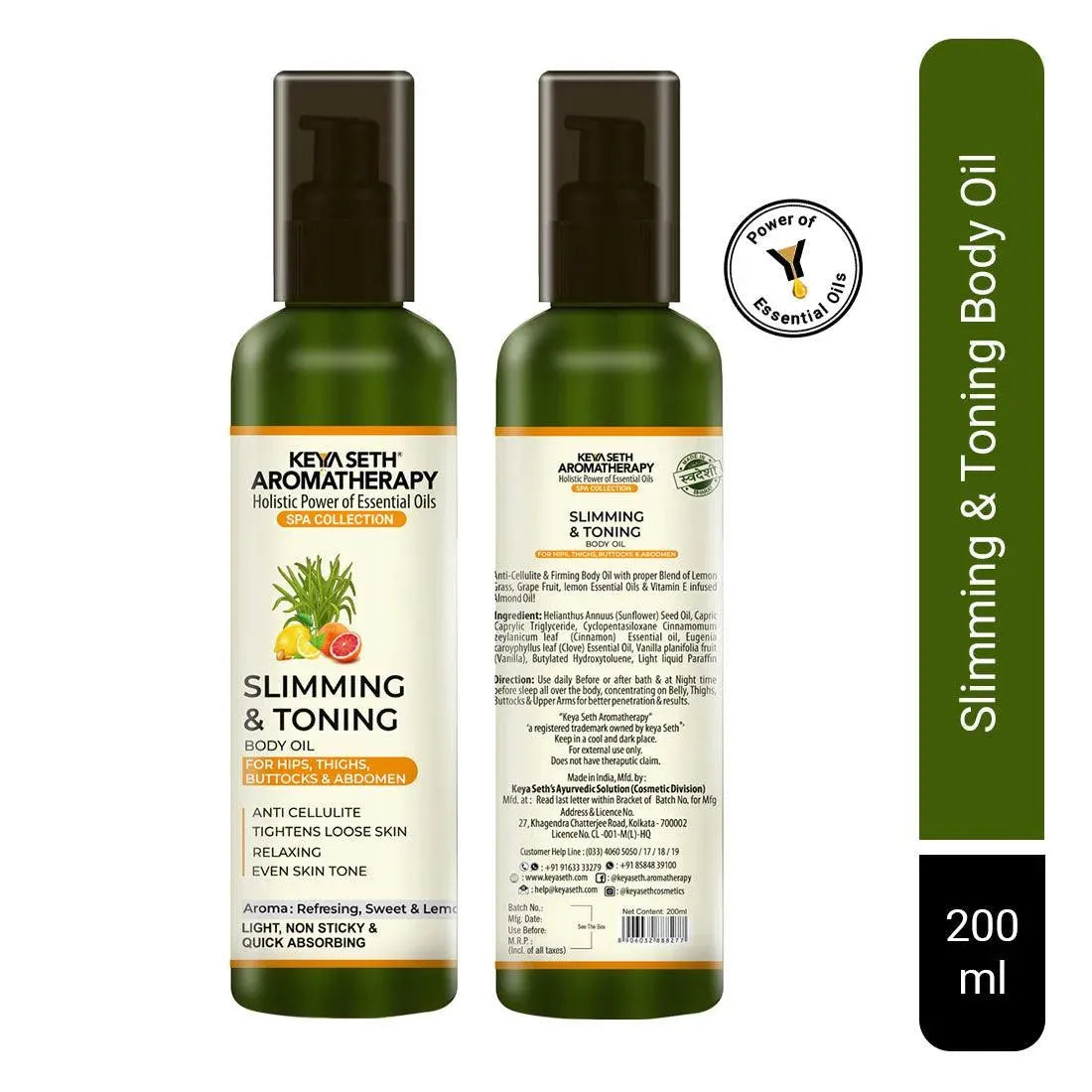 Slimming & Toning Body Oil Non-Sticky & Quick Absorbing for Hip, Thighs, Buttocks & Abdomen, Anti Cellulite, Tightens Loose Skin Relaxing & Even Skin 200g