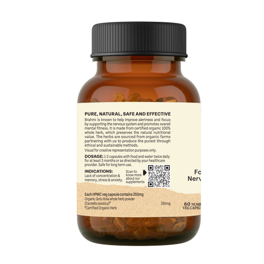 【Organic India】 Brahmi Capsules｜ブラフミー カプセル｜60 Capsules