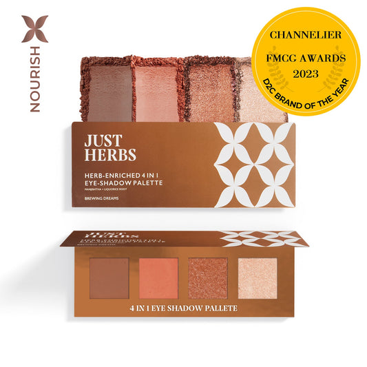 【Just Herbs】 Herb Enriched 4-in-1 Eye-shadow Palette with Manjishtha and Liquorice Root Brewing Dreams