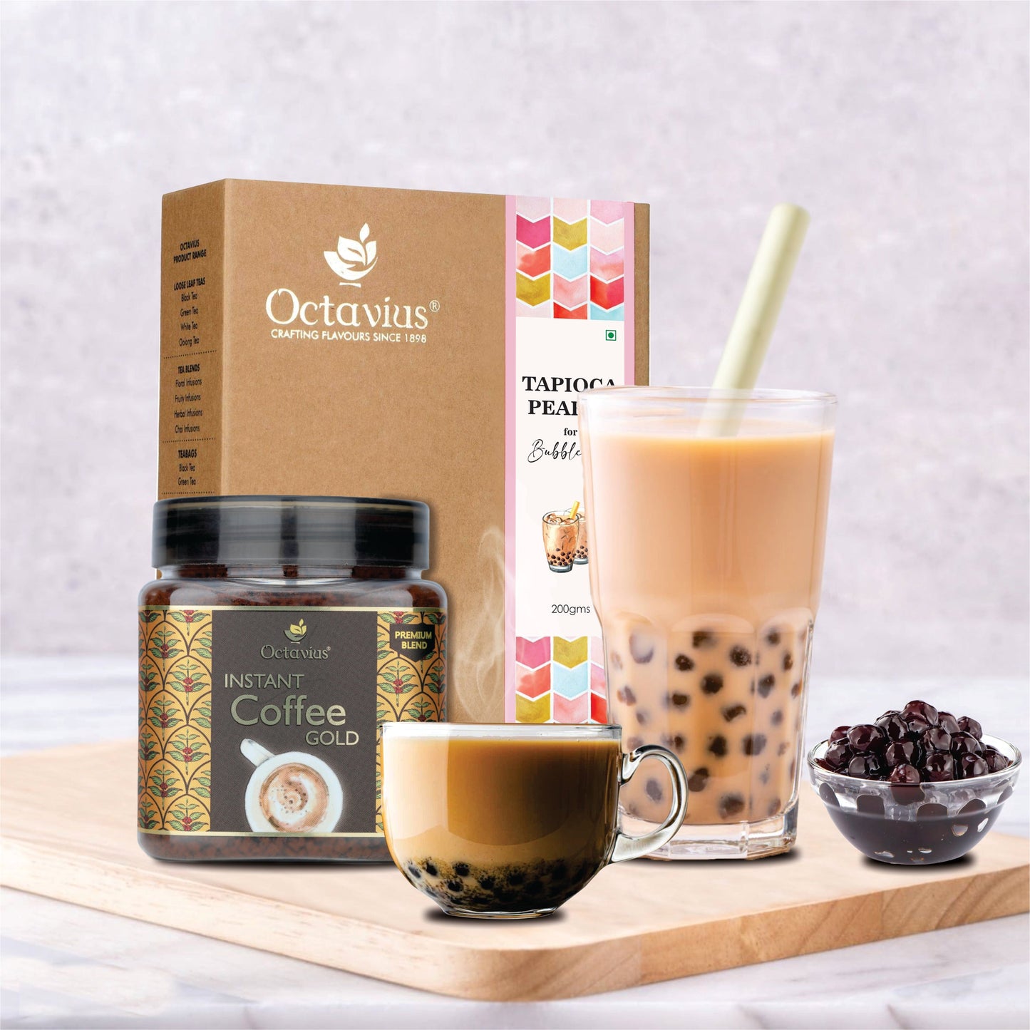 Bubble Tea Tapioca Pearls With Coffee Premix &10 Straws Coffee Premix Combo Pack