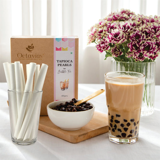 Bubble Tea Tapioca Pearls - 400g with 10 thick straws 400g