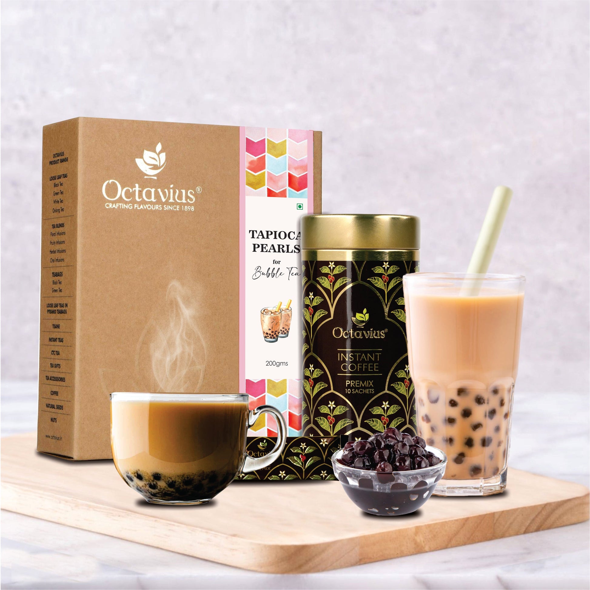 Bubble Tea Tapioca Pearls With Coffee Premix &10 Straws Coffee Premix Combo Pack