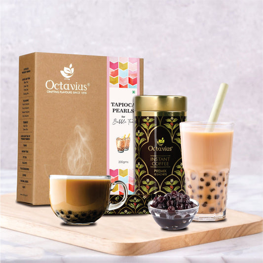 Bubble Tea Tapioca Pearls With Coffee Premix &10 Straws Coffee Premix Combo Pack