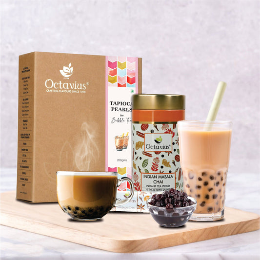 Bubble Tea Tapioca Pearls With Masala Chai Premix & 10 Straws