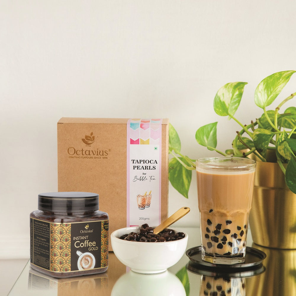 Bubble Tea Tapioca Pearls With Coffee Premix &10 Straws Coffee Premix Combo Pack