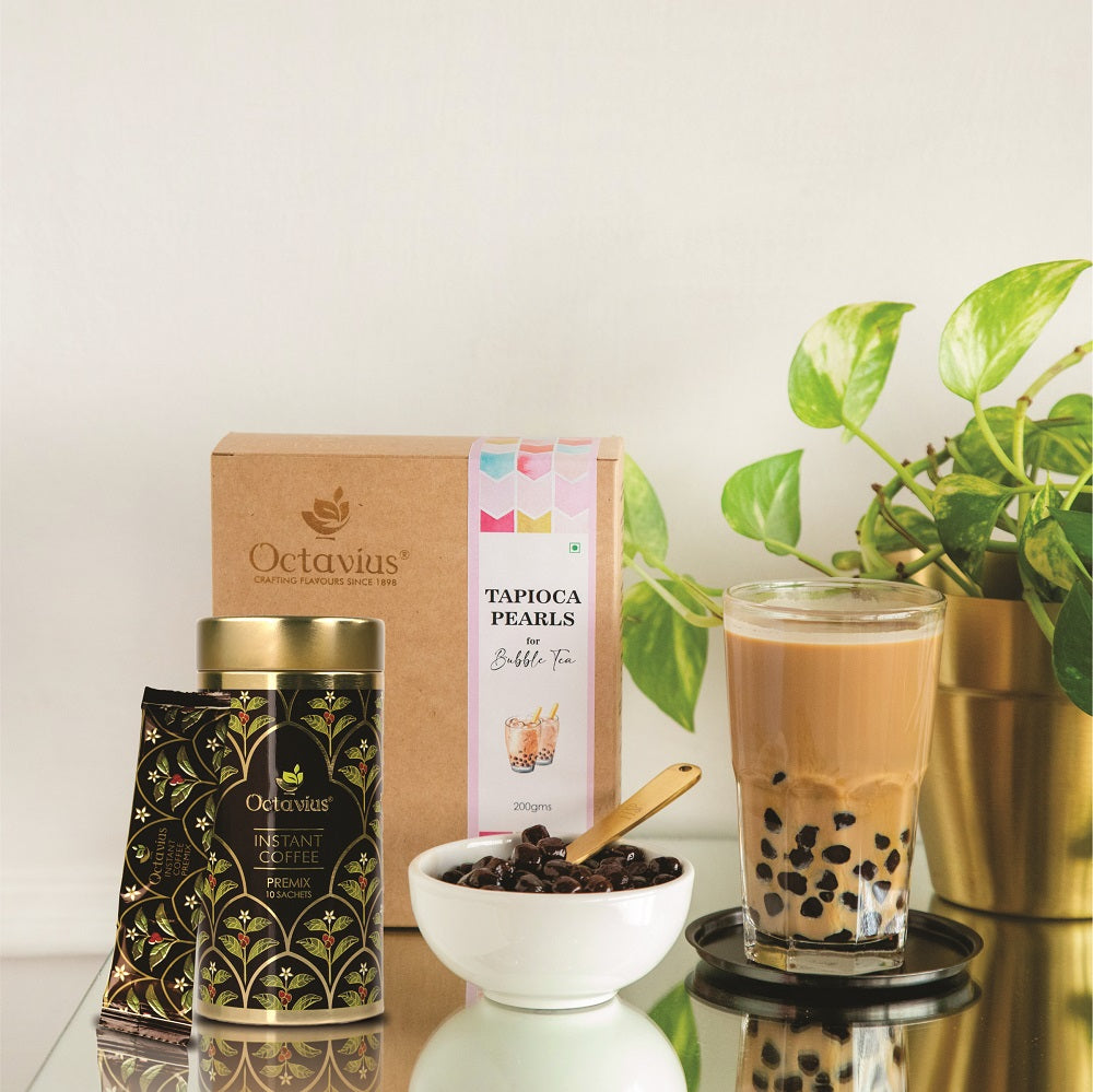 Bubble Tea Tapioca Pearls With Coffee Premix &10 Straws Coffee Premix Combo Pack