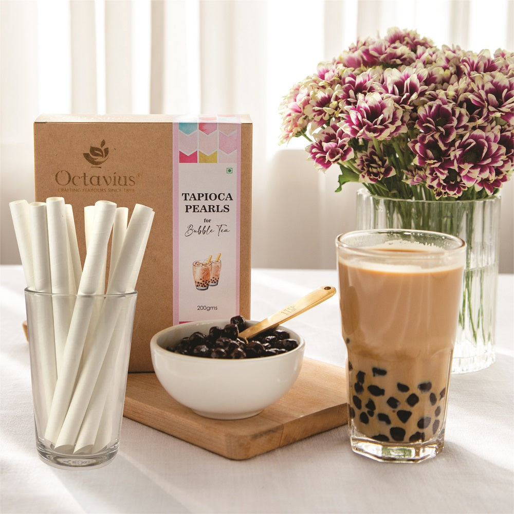 Bubble Tea Tapioca Pearls With Coffee Premix &10 Straws Coffee Premix Combo Pack