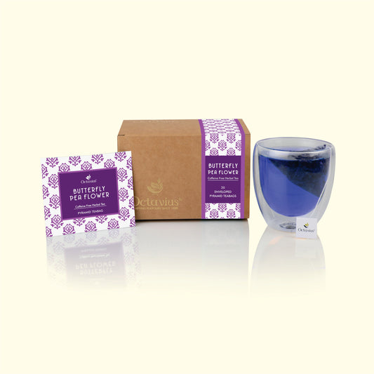 Butterfly  Blue Pea Flower Herbal Infusion - 20 Enveloped Pyramid Teabags (pack of 2) Pack of 2