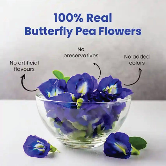 Butterfly  Blue Pea Flower Herbal Infusion - 20 Enveloped Pyramid Teabags 50g