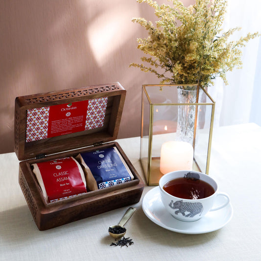 Indian Tea Collection - Premium Black Whole Leaf Teas In Handcrafted Sheesham Wood Box 2560g