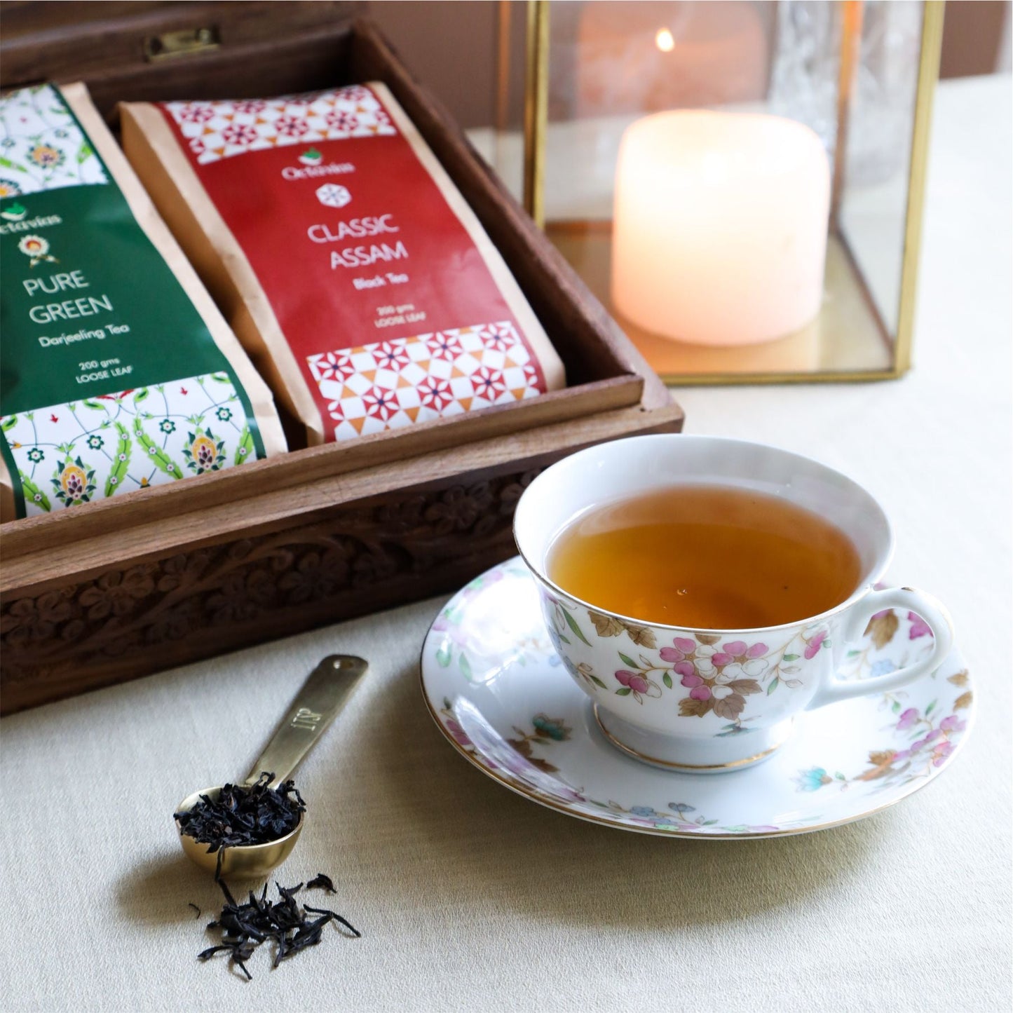 Indian Tea Collection - Premium Black & Green Whole Leaf Teas In Handcrafted Sheesham Wood Box 2560g