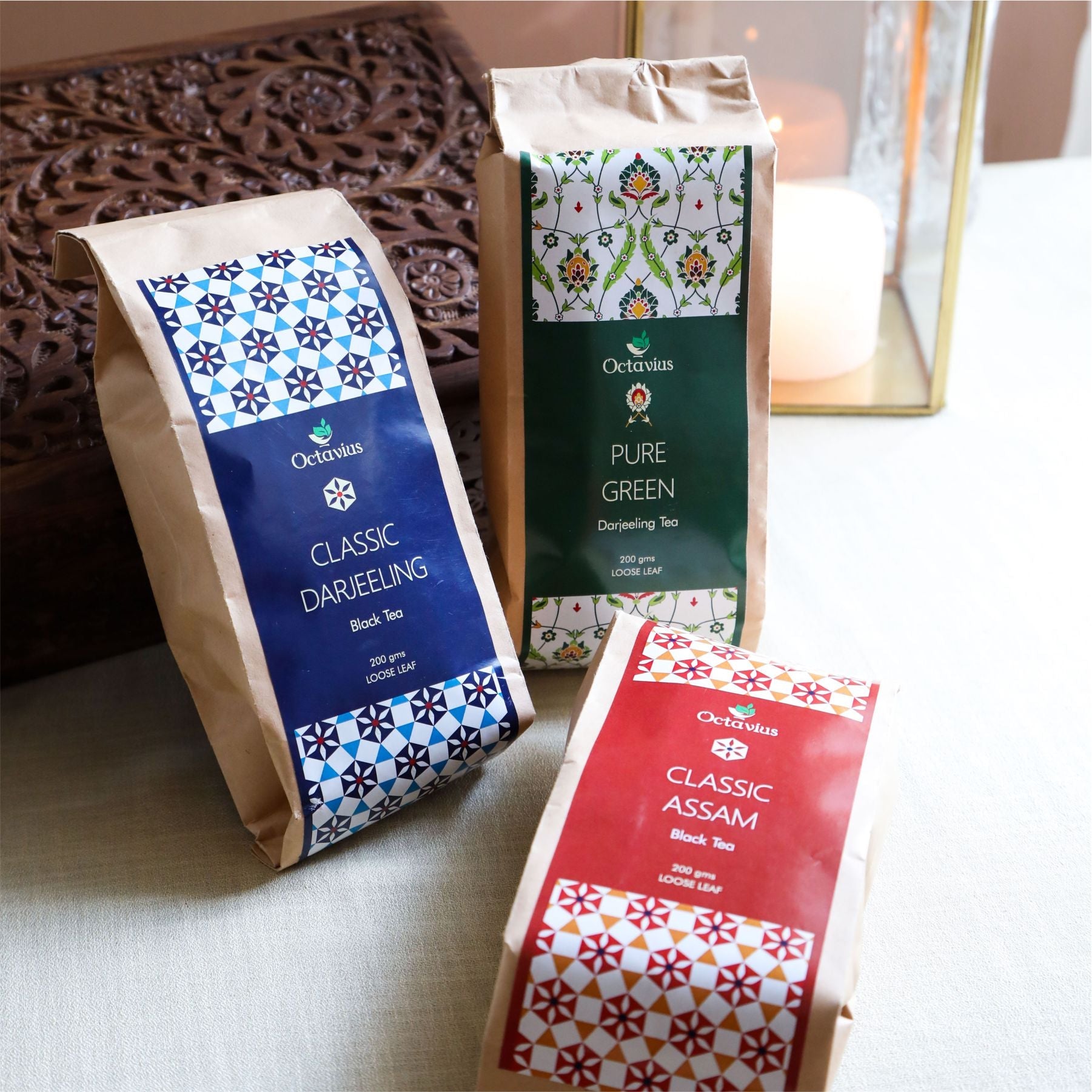 Indian Tea Collection - Premium Black & Green Whole Leaf Teas In Handcrafted Sheesham Wood Box 2560g