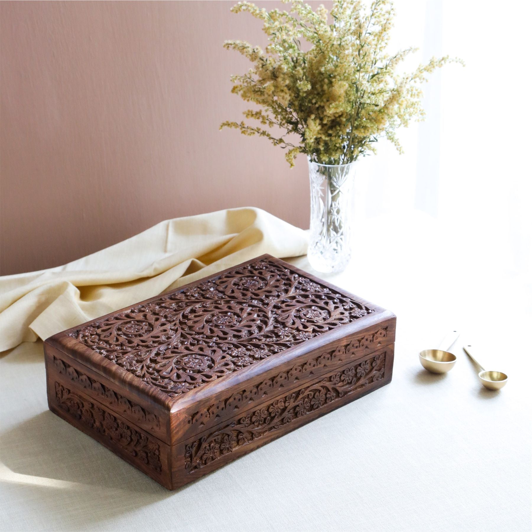 Indian Tea Collection - Premium Black & Green Whole Leaf Teas In Handcrafted Sheesham Wood Box 2560g