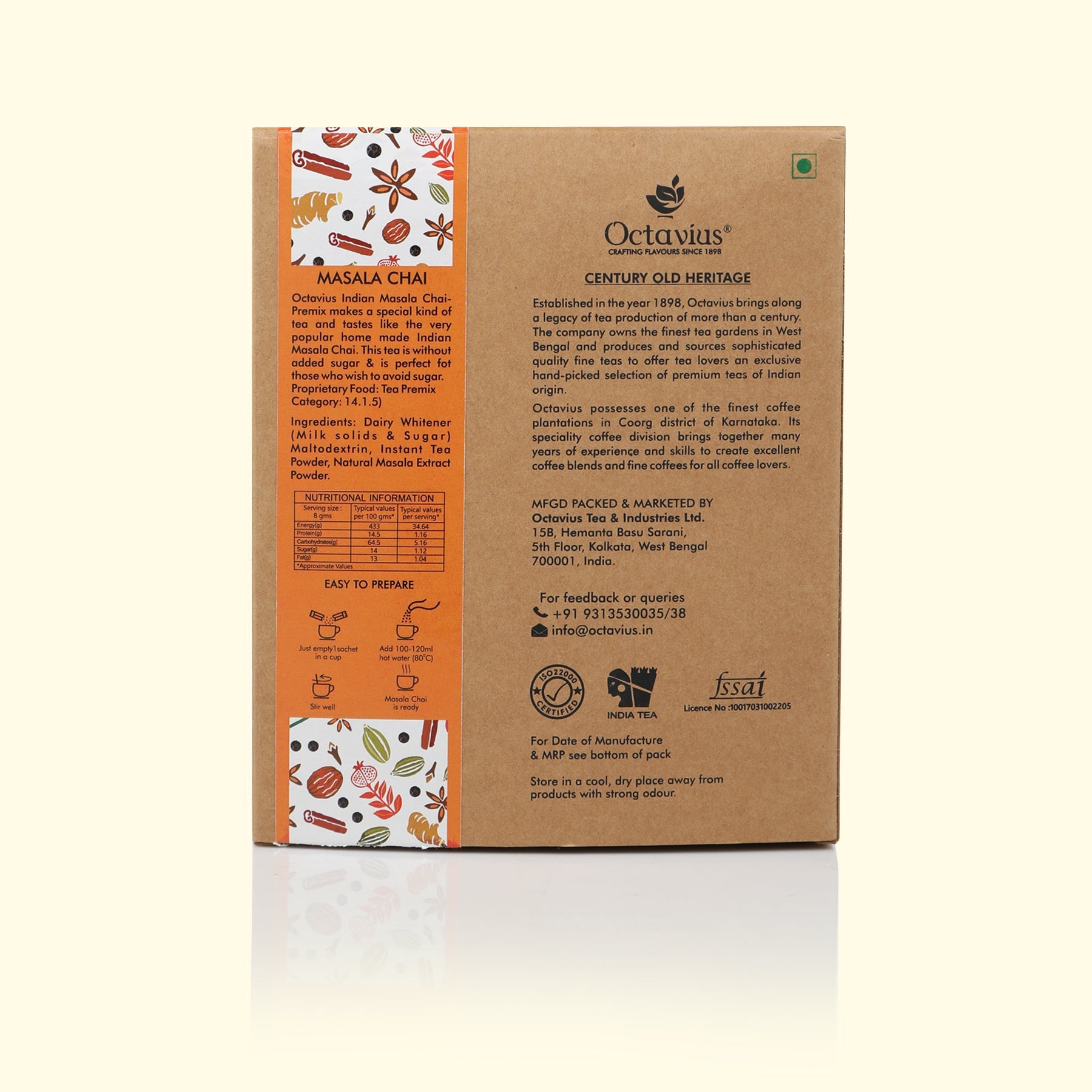 Indian Masala Chai Instant Premix (No Added Sugar) 15 Sachets