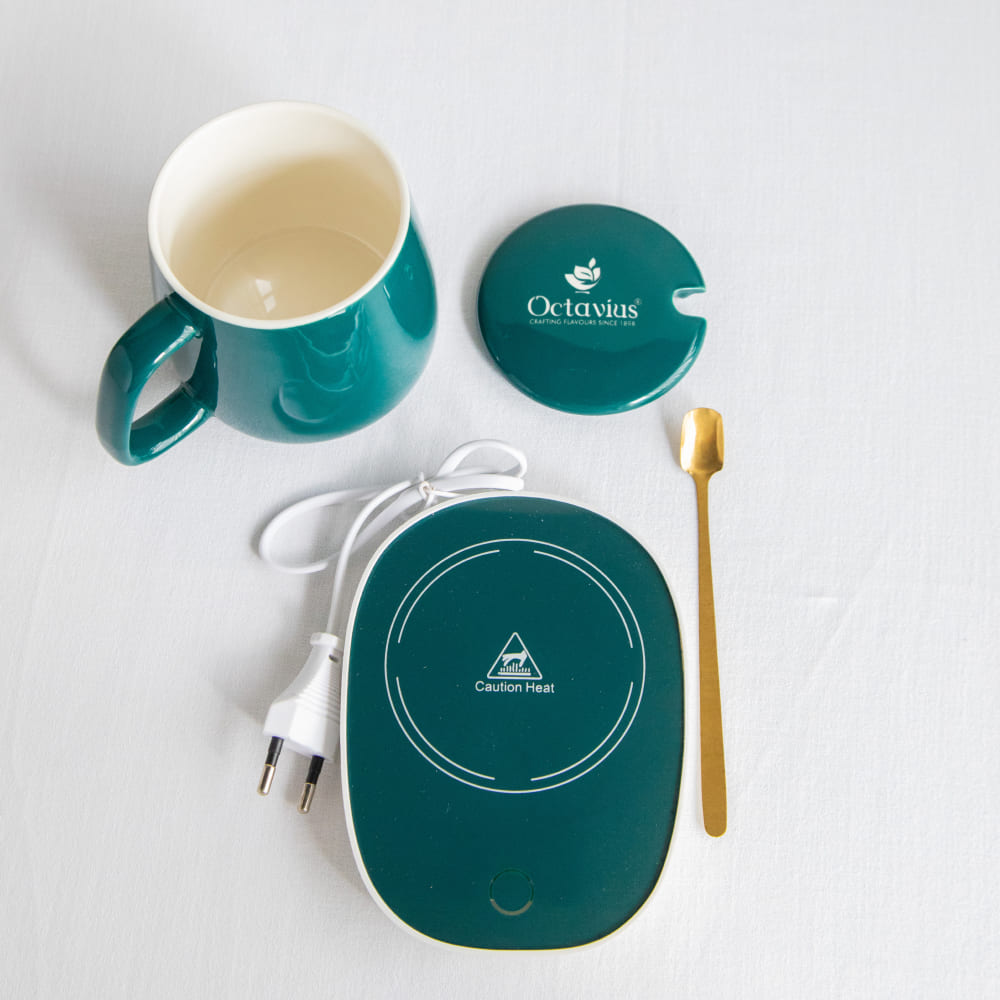 Ceramic Coffee Tea Mug Set with Smart Heating Pad- 300 ML 300ml