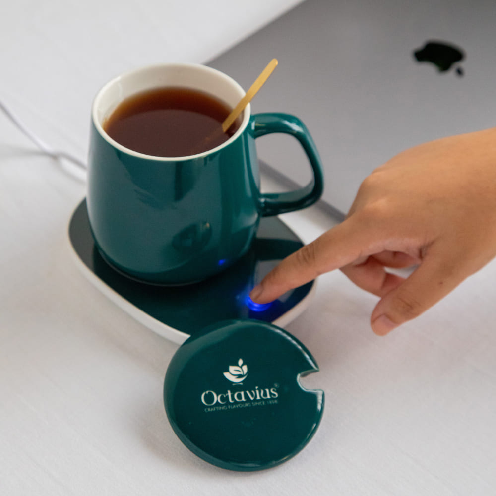 Ceramic Coffee Tea Mug Set with Smart Heating Pad- 300 ML 300ml