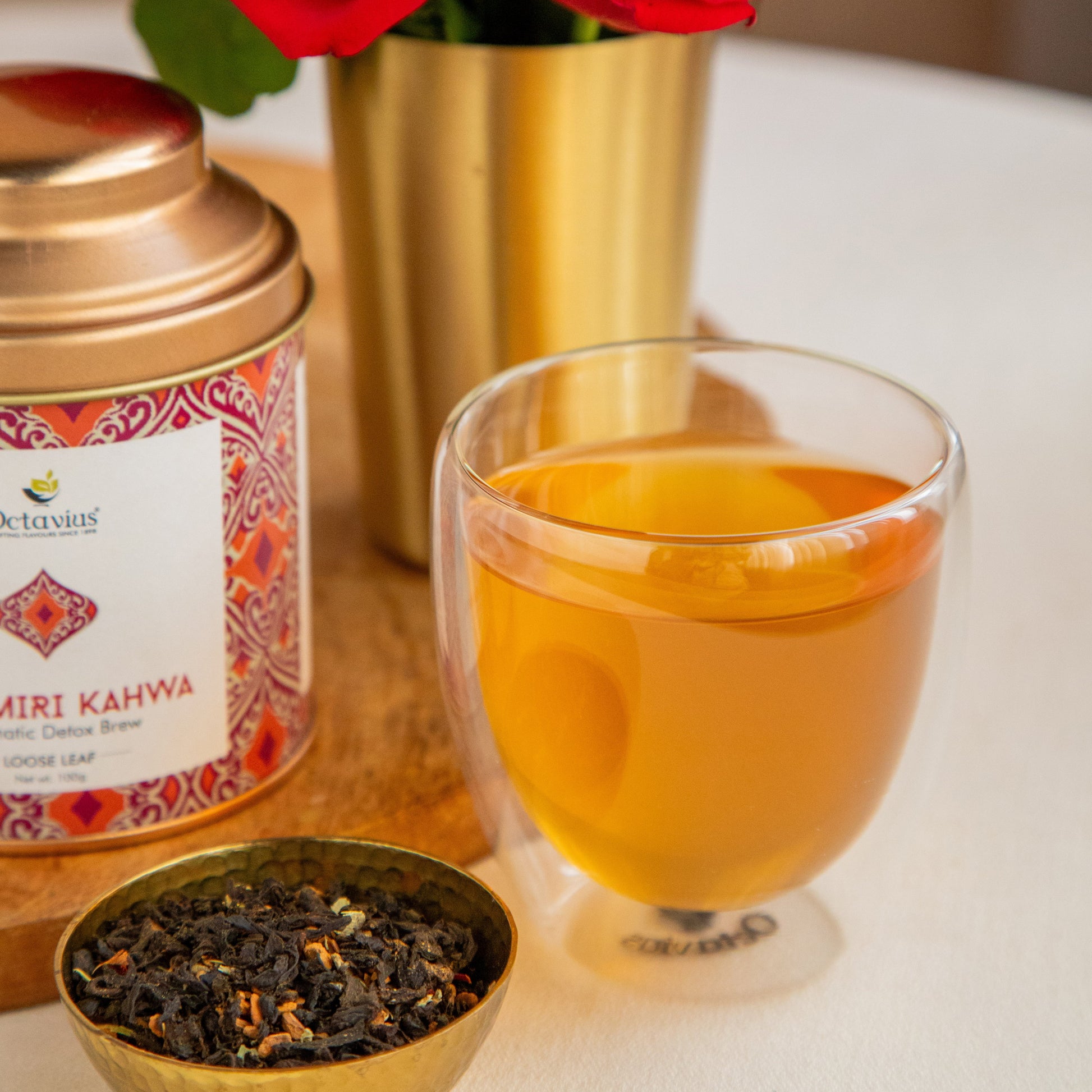 Kashmiri Kahwa Green Tea Loose Leaf in Tin Caddy  - 100 Gms 100g