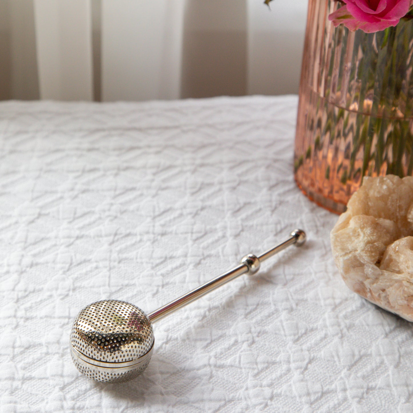 Ball Shaped Brass Infuser with Long Push handle (Nickel Plated) 60g