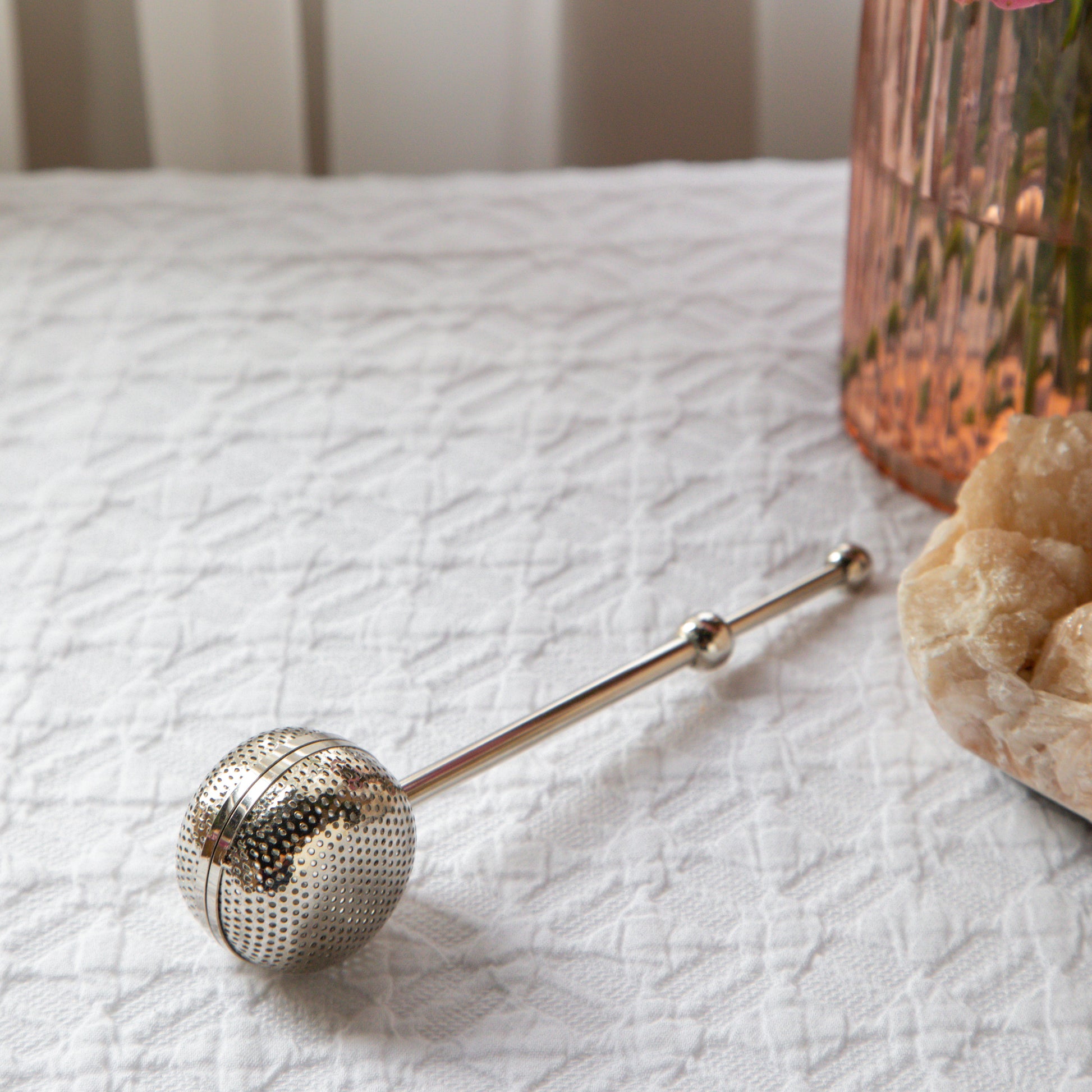 Ball Shaped Brass Infuser with Long Push handle (Nickel Plated) 60g