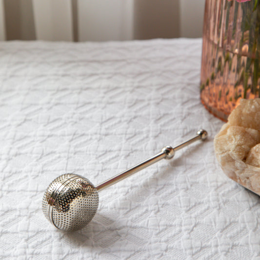 Ball Shaped Brass Infuser with Long Push handle (Nickel Plated) 60g