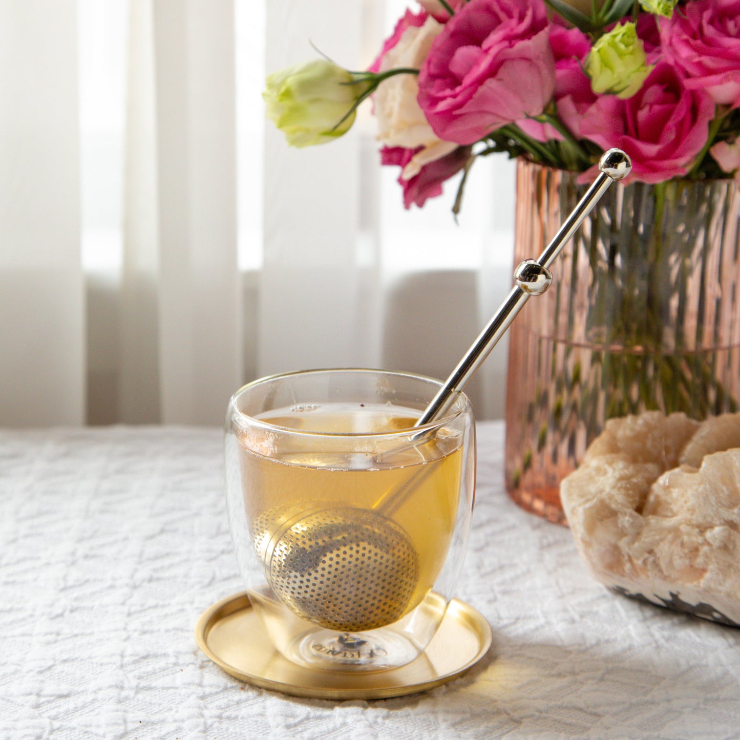 Ball Shaped Brass Infuser with Long Push handle (Nickel Plated) 60g